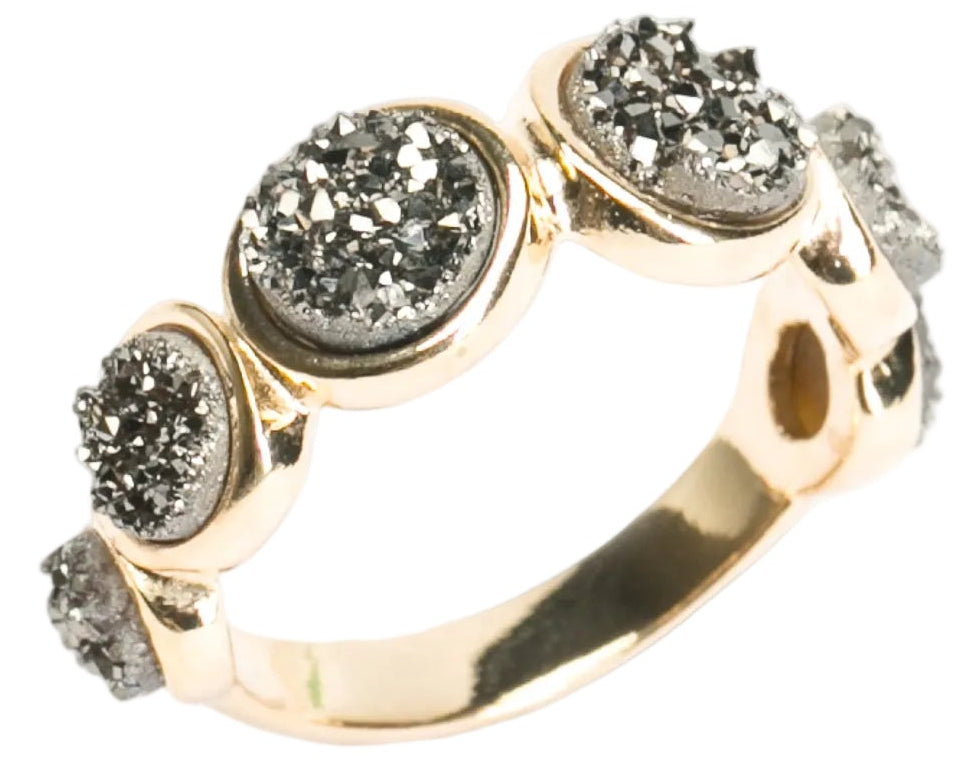 Anel Energia Bolinha Drusa Titanio