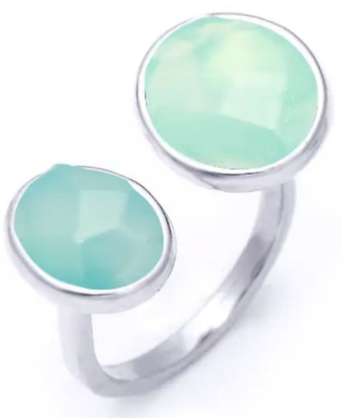 Anel Duplo Energia Ágata Céu Prata