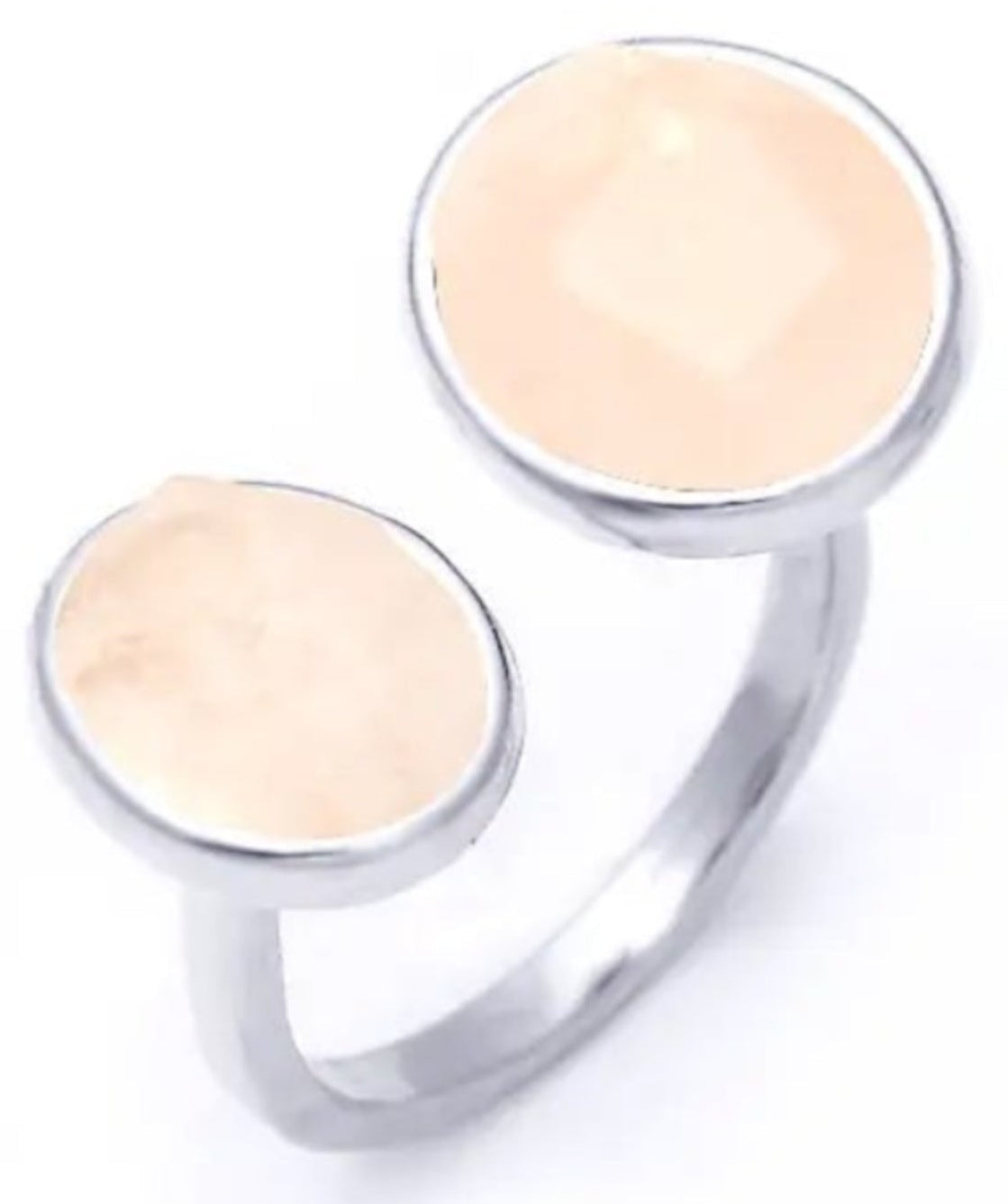 Anel Duplo Energia Quartzo Rosa Prata