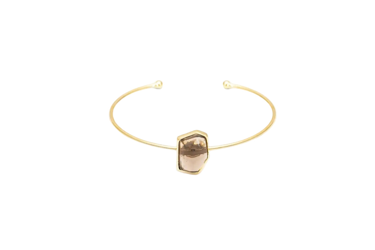 Bracelete Energia Geométrico Quartzo Fumê