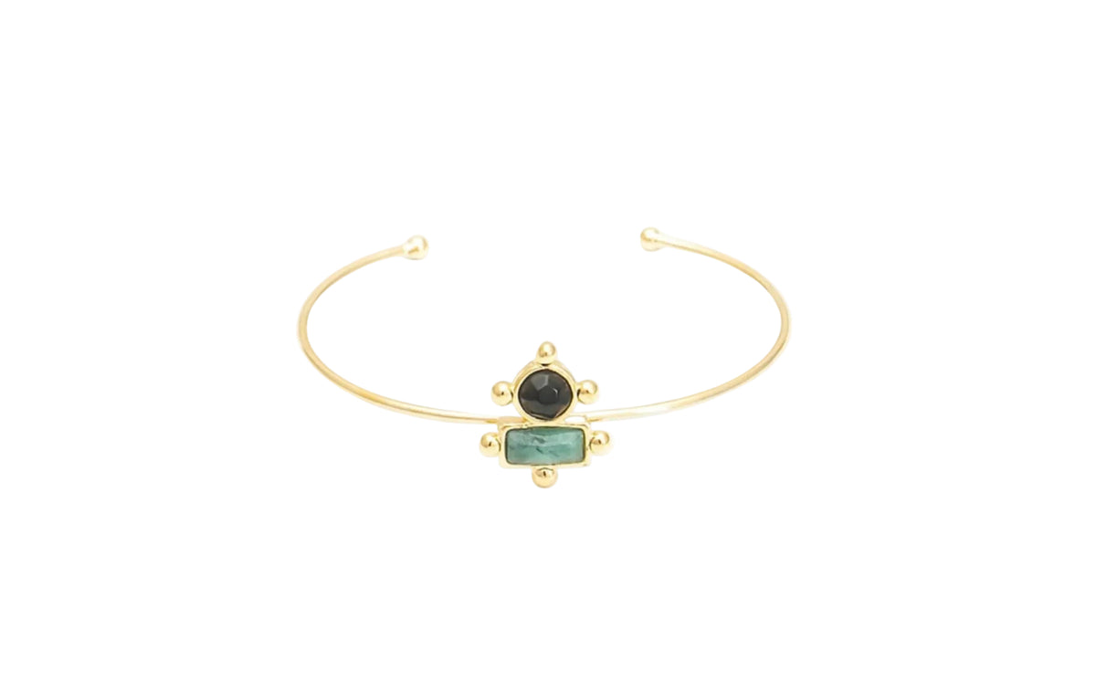 Bracelete TBT Aura Esmeralda Bruta e Obisidiana