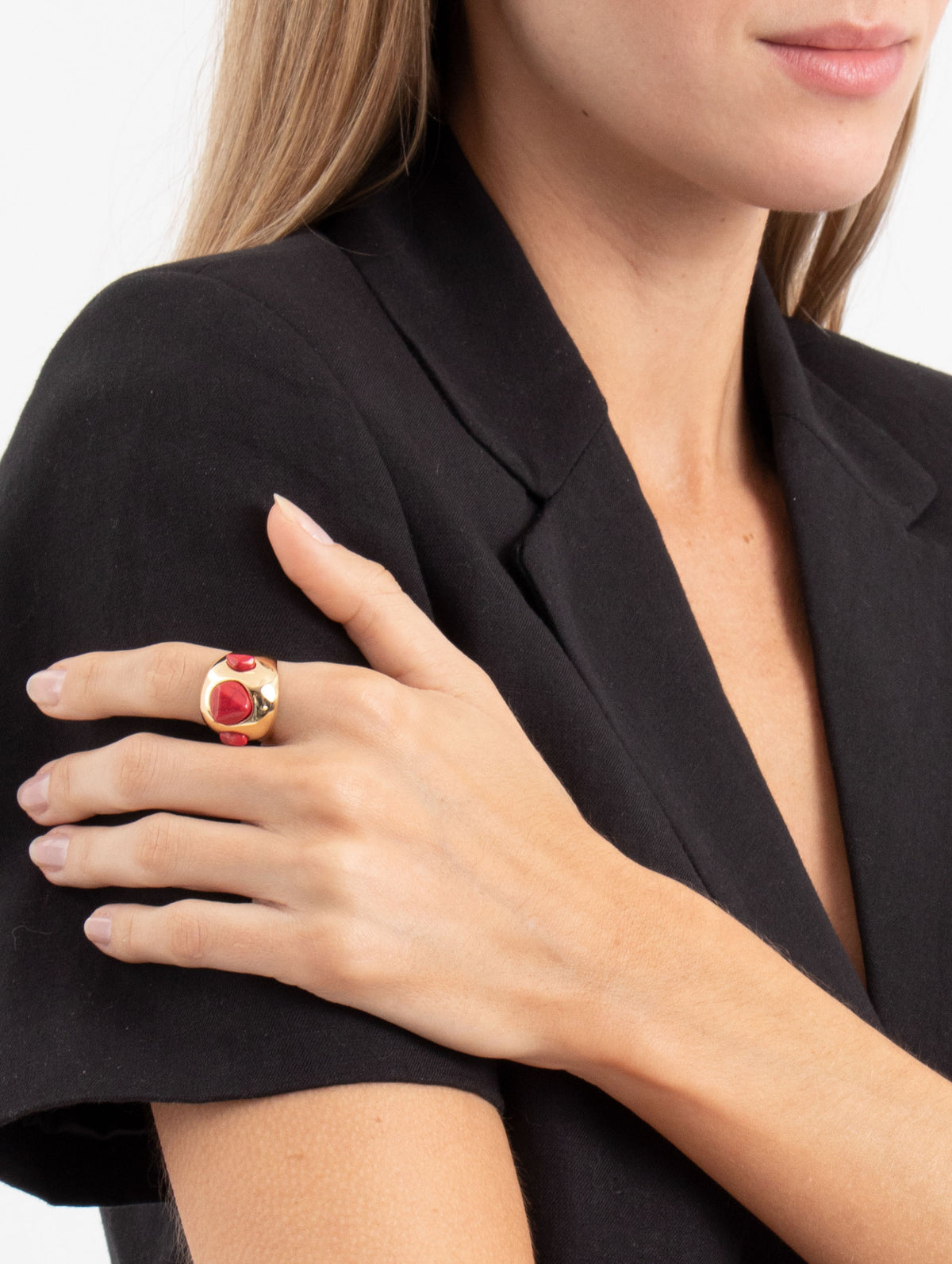 Anel Circle União Howlita Vermelha