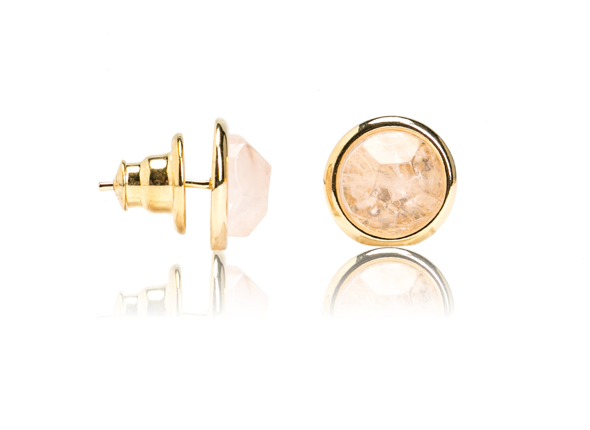 Brinco Energia Redondo Médio Classic com Quartzo Rosa