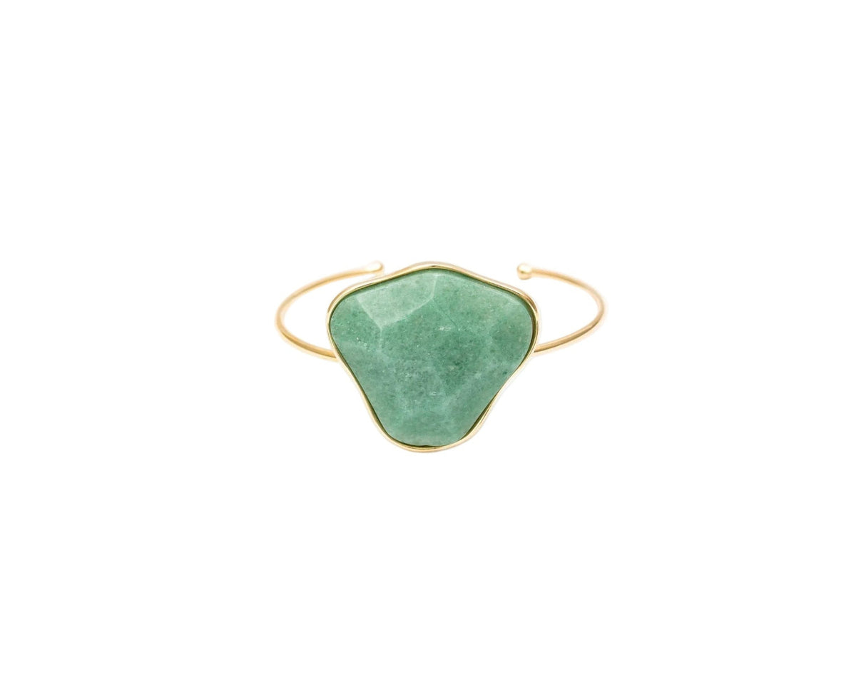 Bracelete Energia ouro com máxi pedra Quartzo Verde
