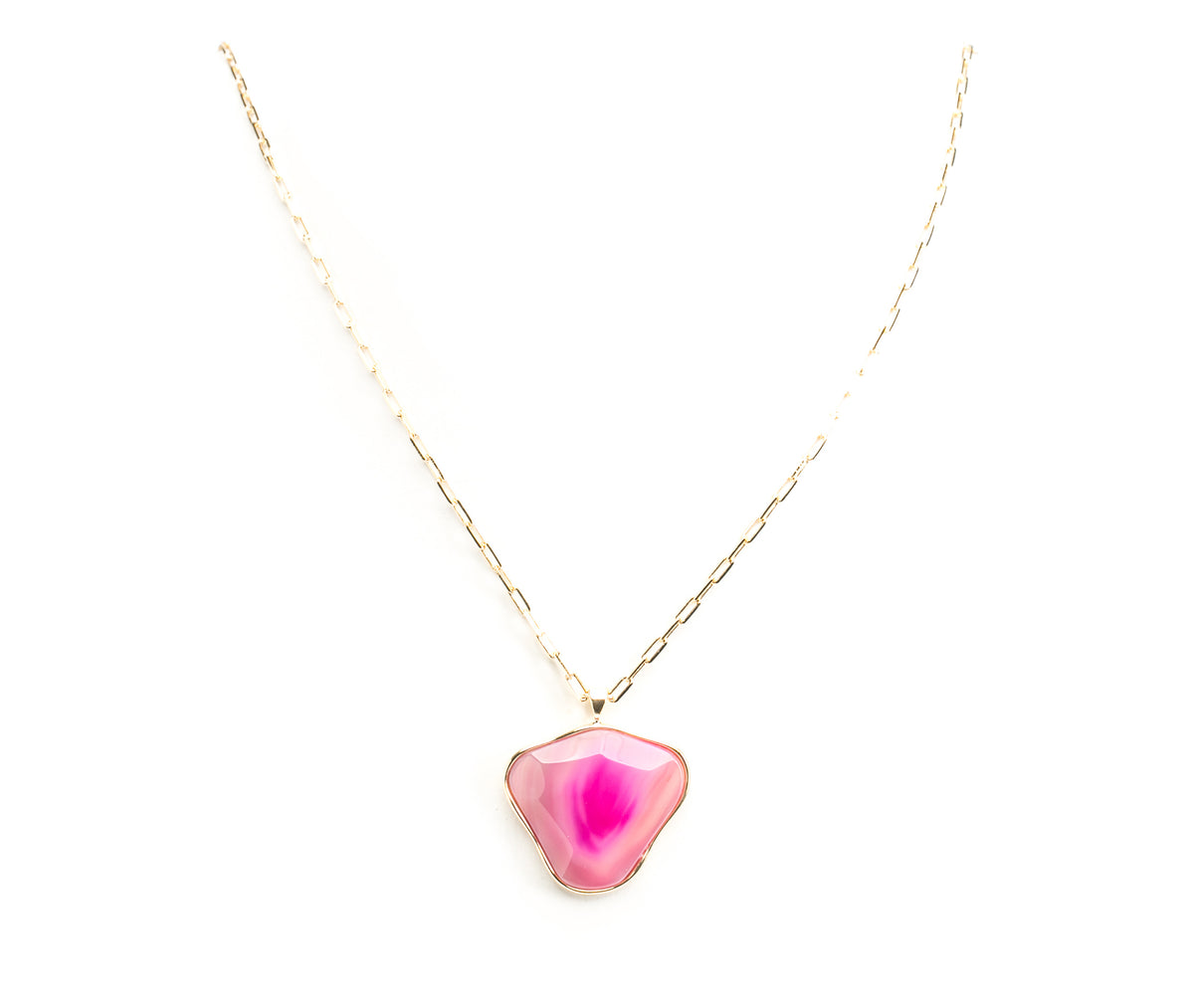 COLAR ENERGIA LONGO OURO COM MAXI PEDRA AGATA PINK