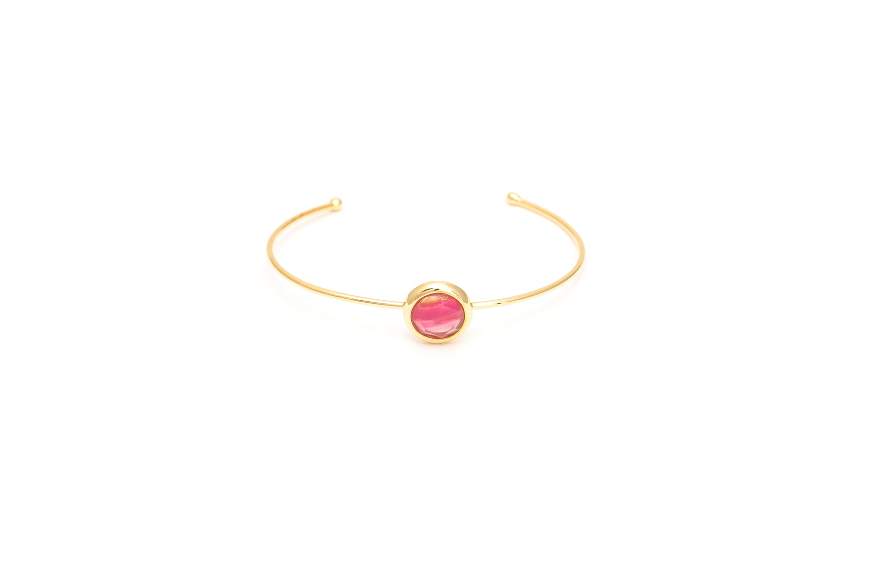 Bracelete Energia redondo ouro Ágata Pink