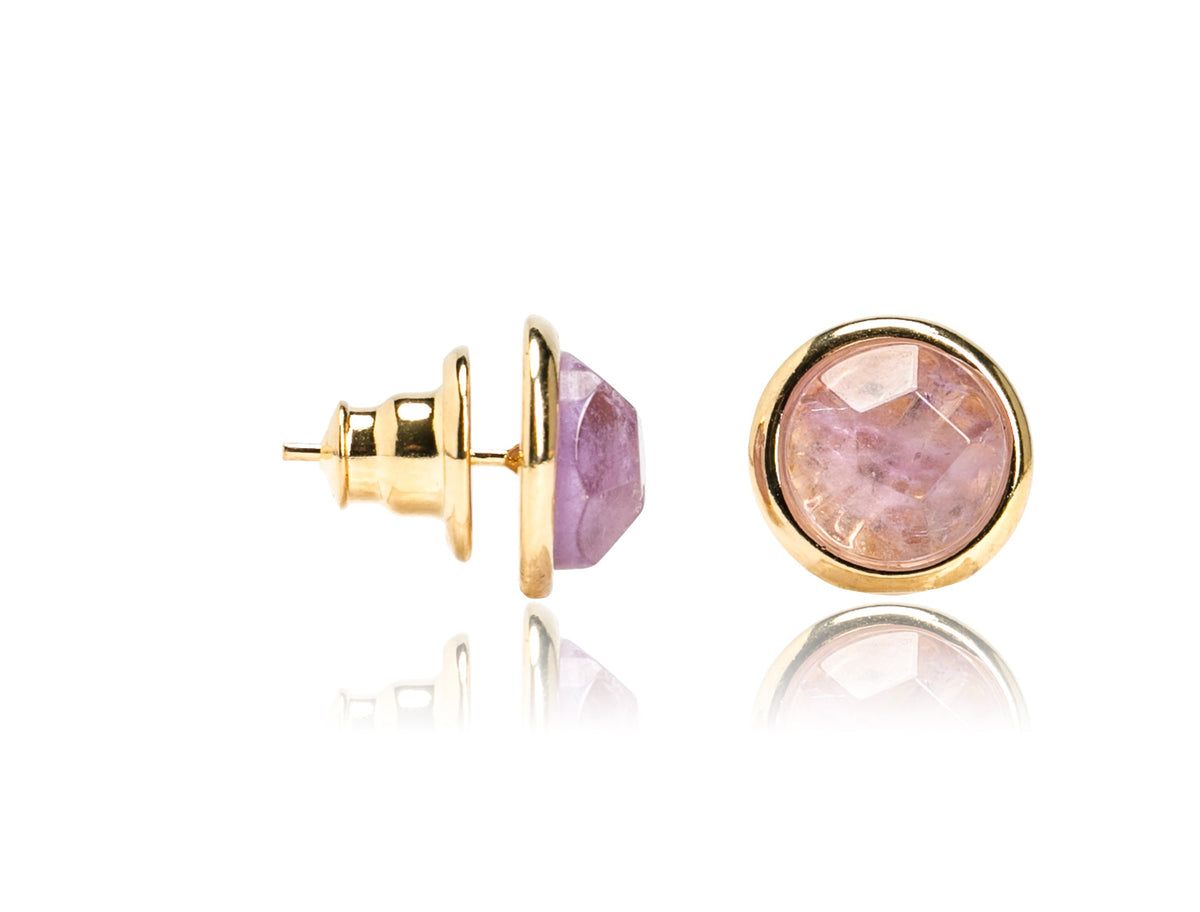 Par de Brincos Energia Redondo Médio Classic Ametista