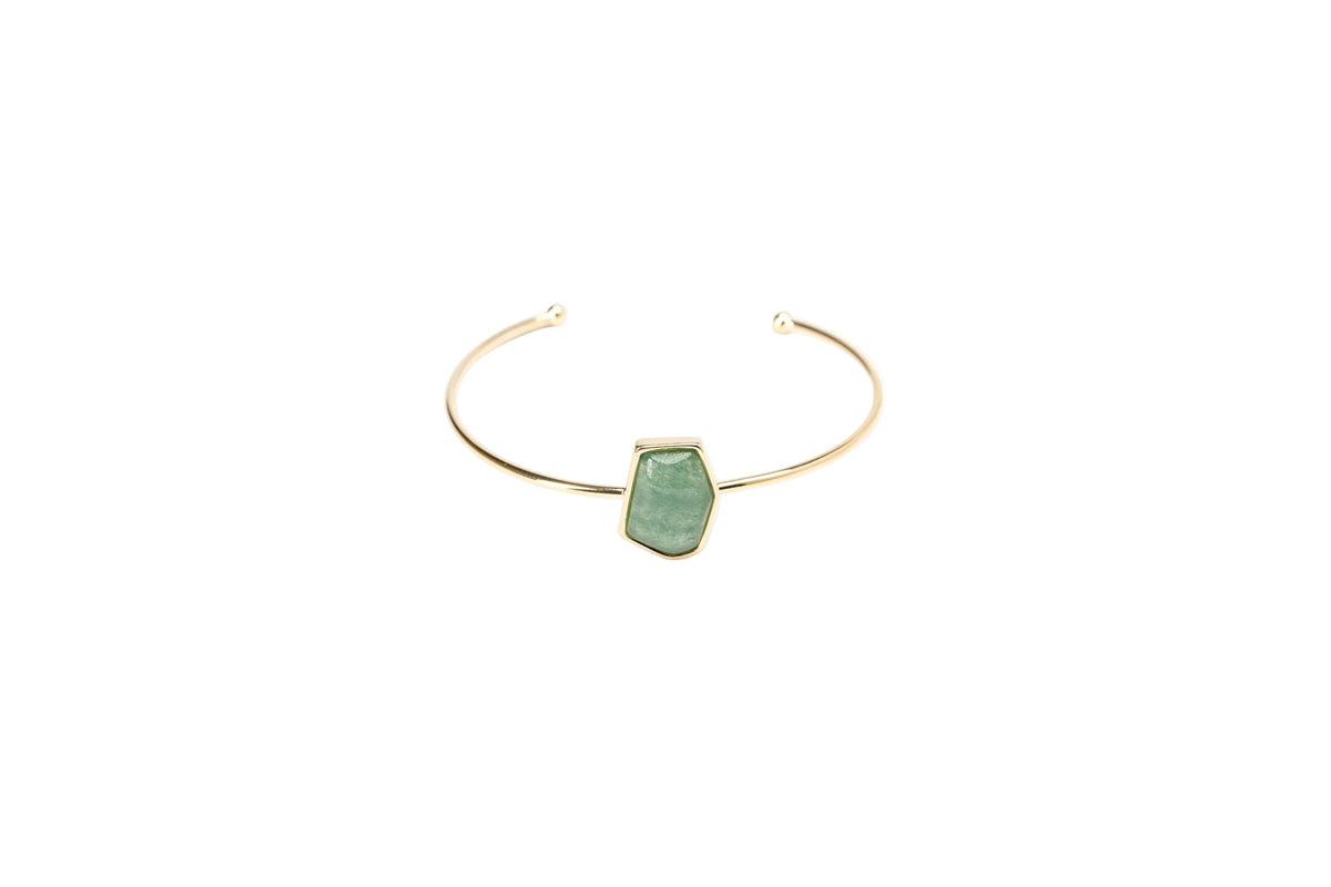 Bracelete Energia geométrico ouro Quartzo Verde