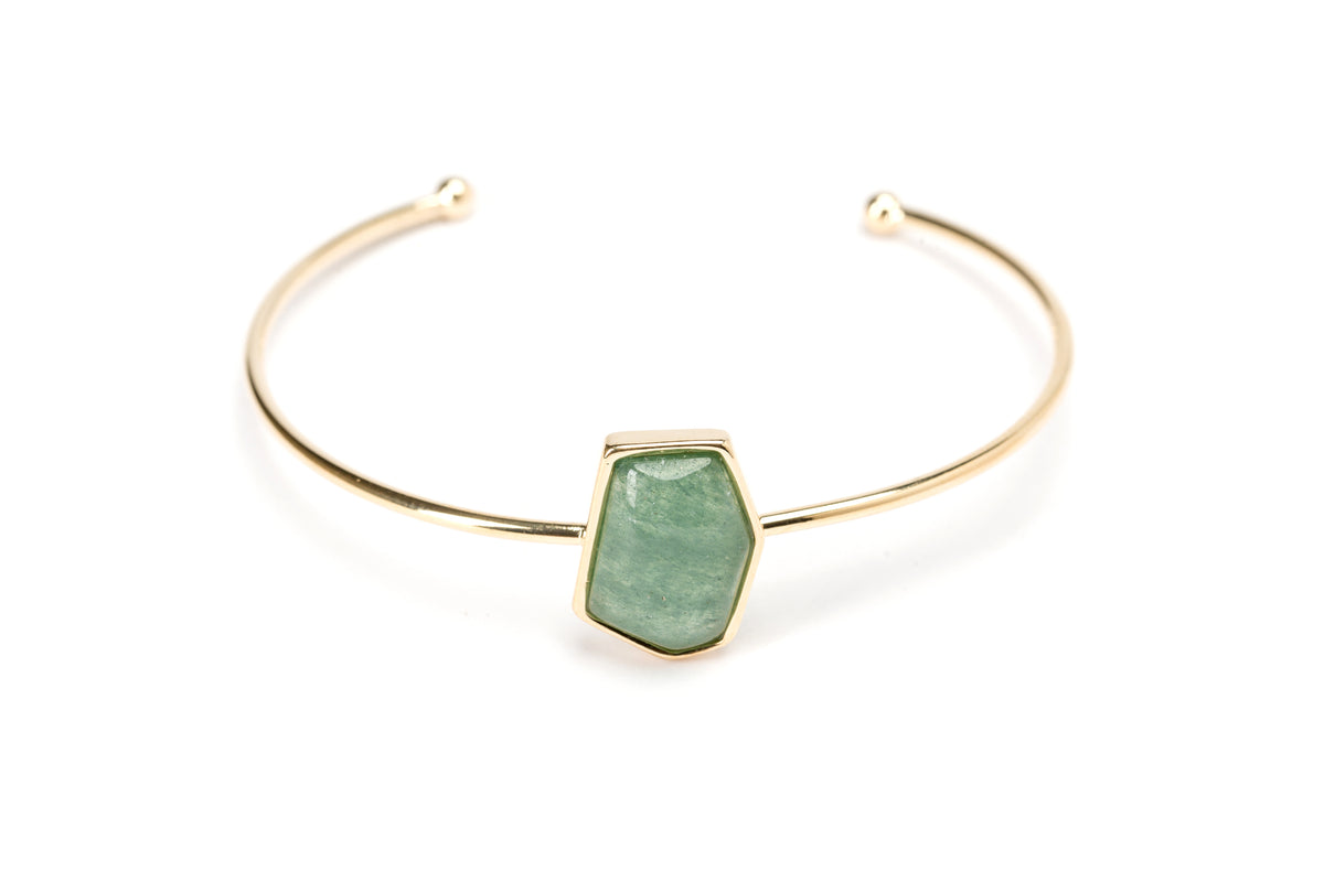 Bracelete Energia geométrico ouro Quartzo Verde