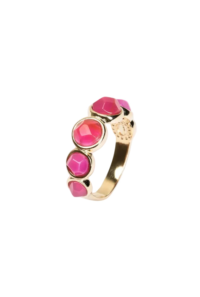Anel Energia Bolinha Ágata Pink Listrada