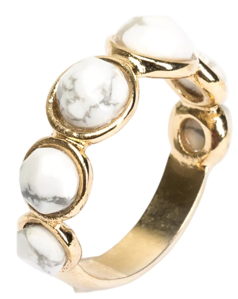 Anel Energia Bolinha Howlita Branca