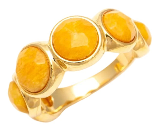 Anel Energia Bolinha Howlita Amarela