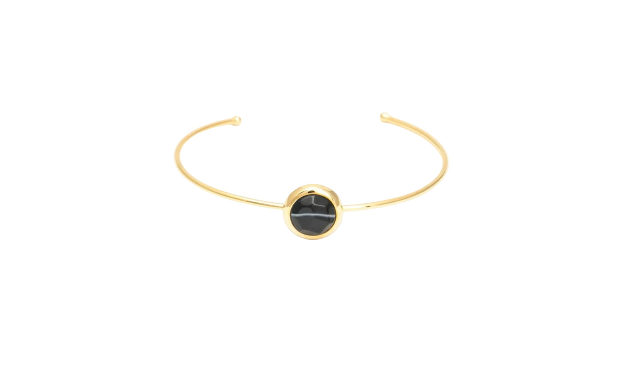 Bracelete Energia Ágata Negra Listrada