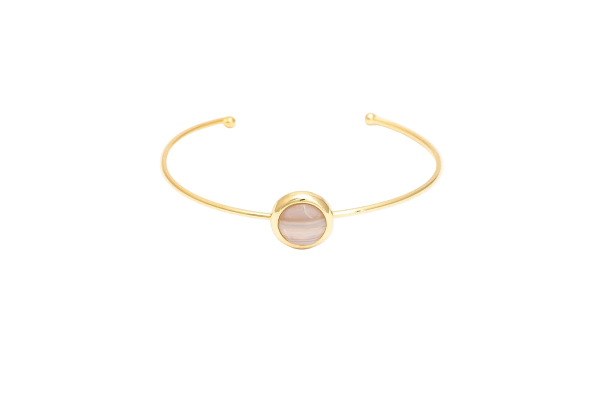 Bracelete Energia Ágata Cinza Listrada