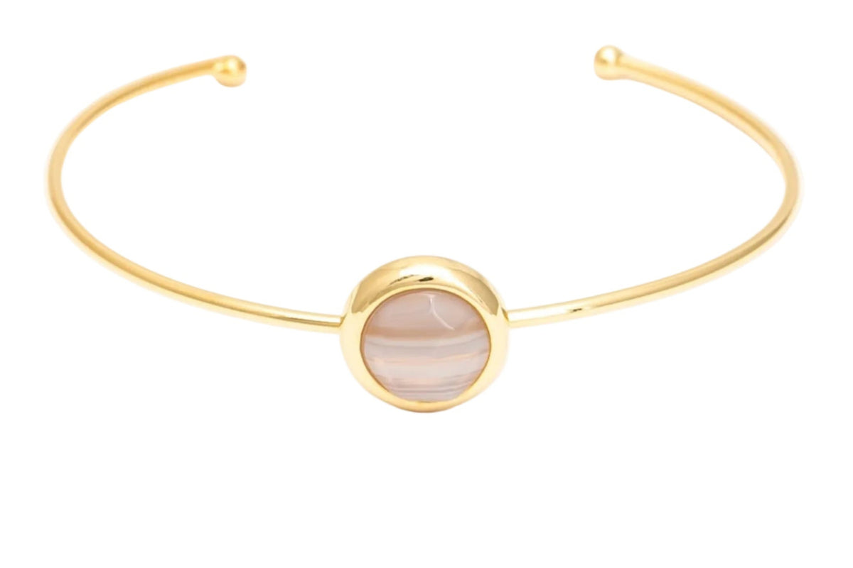 Bracelete Energia Ágata Cinza Listrada