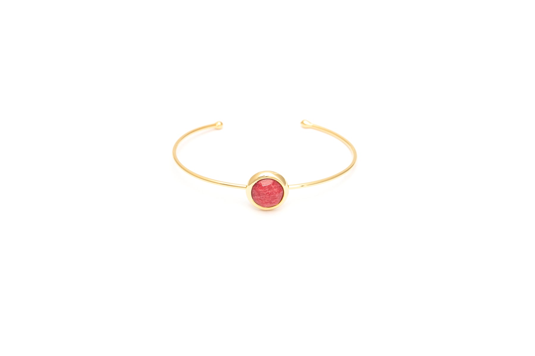 Bracelete Energia redondo ouro Howlita Vermelha
