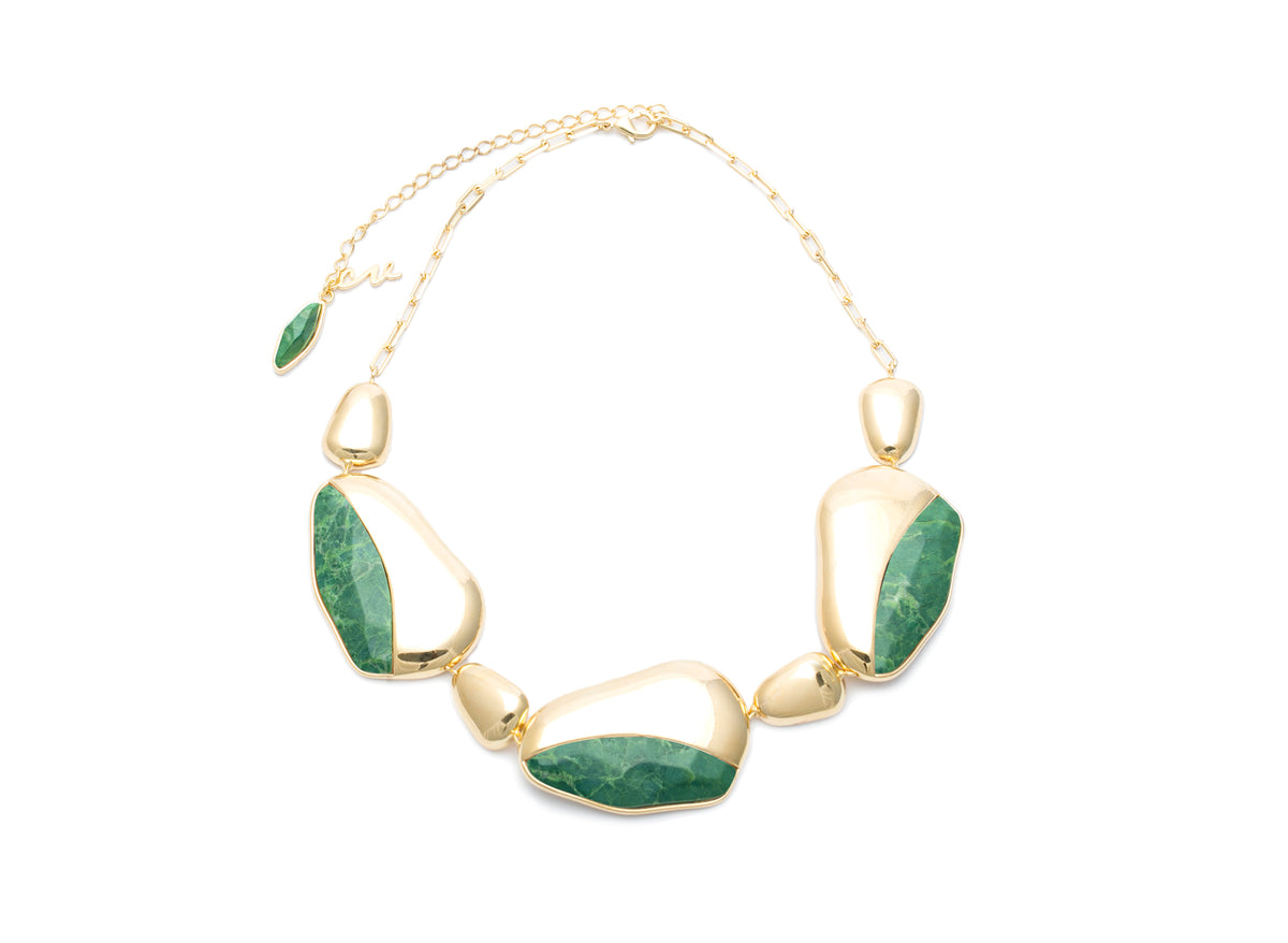 Colar Dual Maxi Com Howlita Verde