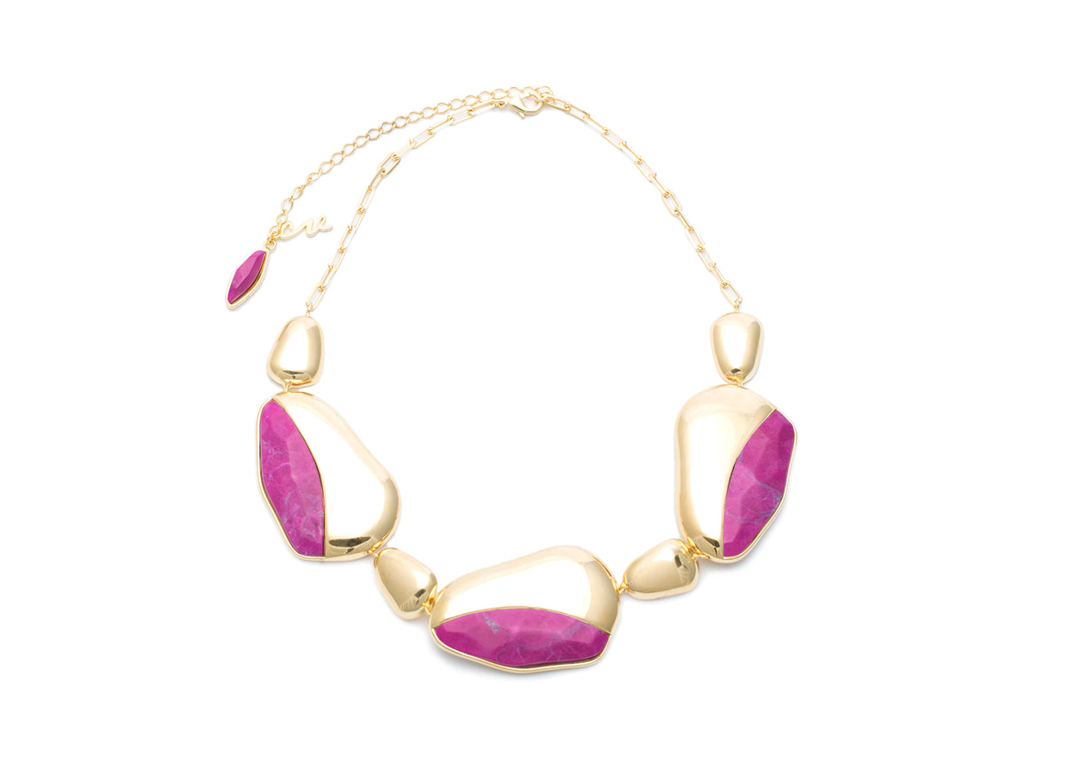 Colar Dual Maxi com Howlita Pink