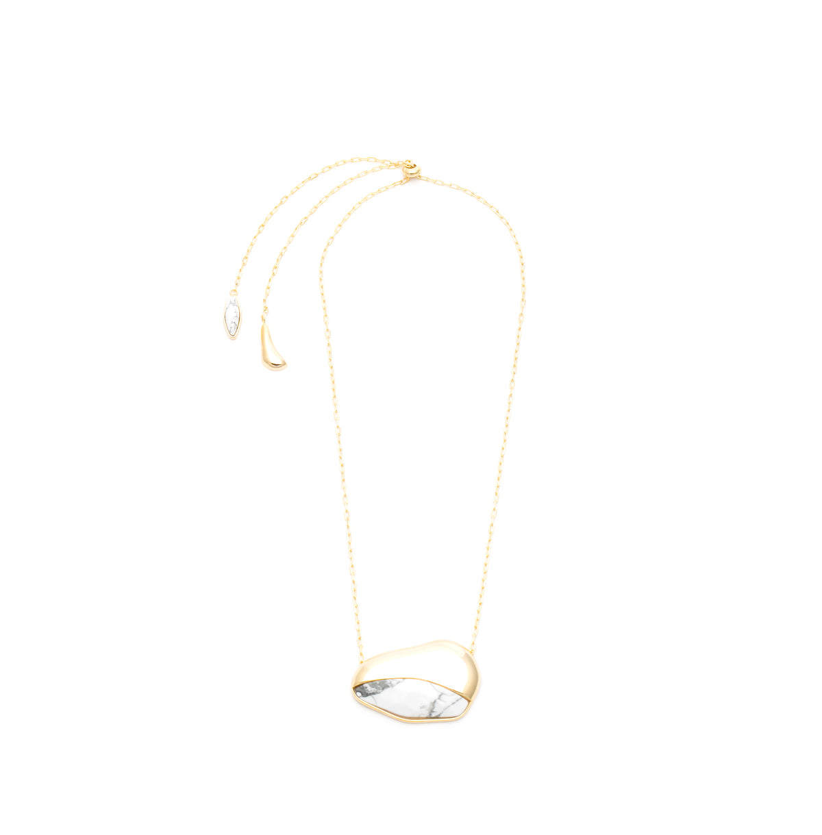 Colar Dual longo maxi 2 em 1 Howlita Branca