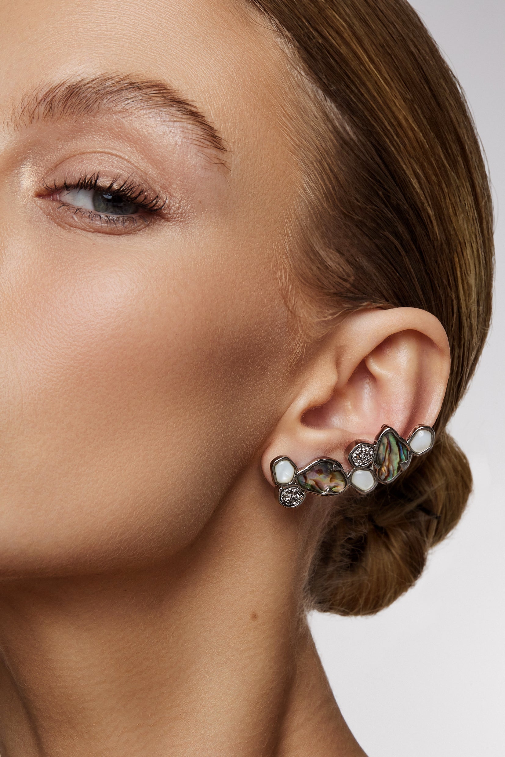 Par De Brincos Ear Cuff Aster Mix Ródio Negro