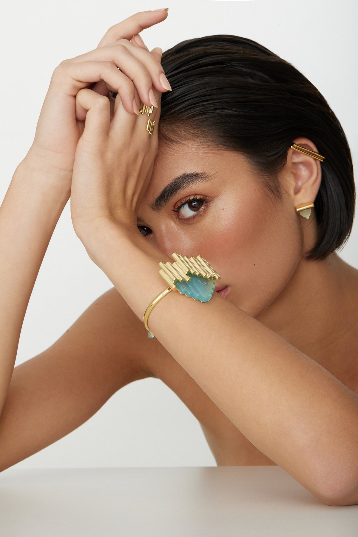 Brinco Mini Frequência Ágata Céu