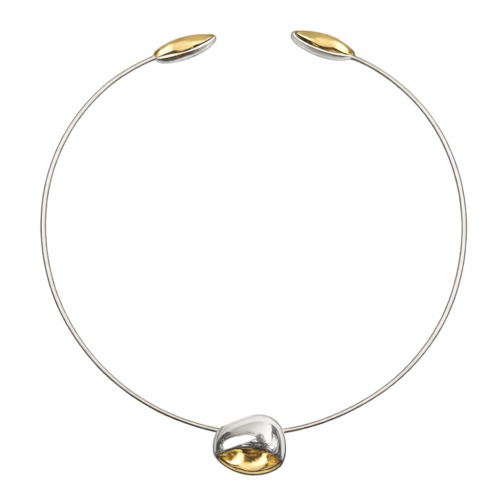 Gargantilha Dual Prata com Pingente Ouro