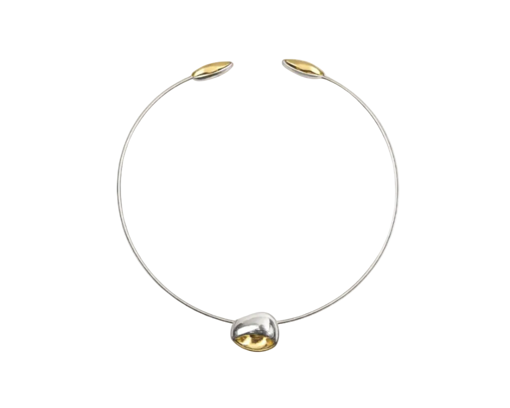 Gargantilha Dual Prata com Pingente Ouro