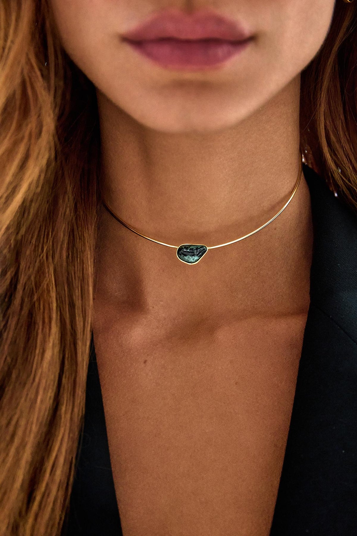 Gargantilha Gota Jaspe Verde