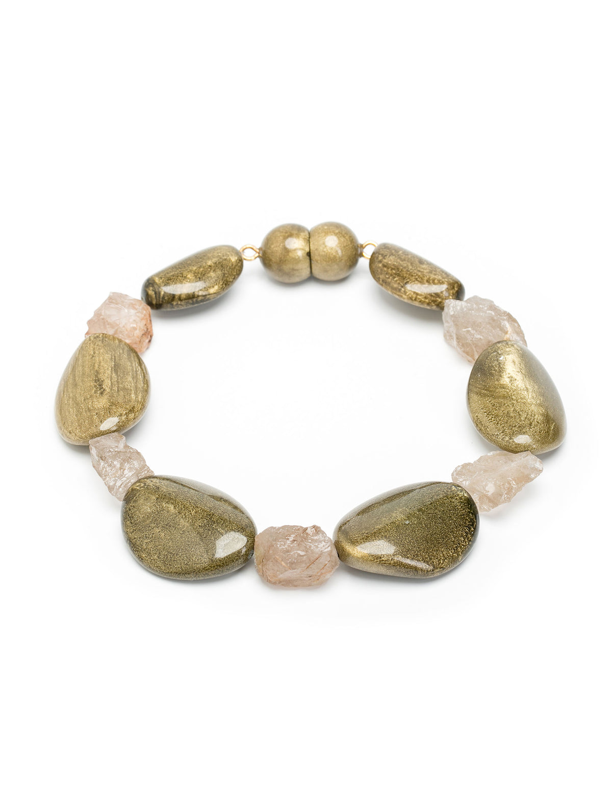 Colar Intensidade acetato dourado com Quartzo Rutilo Dourado