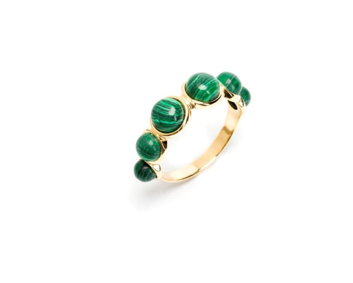 Anel Energia Bolinha com Malaquita Verde