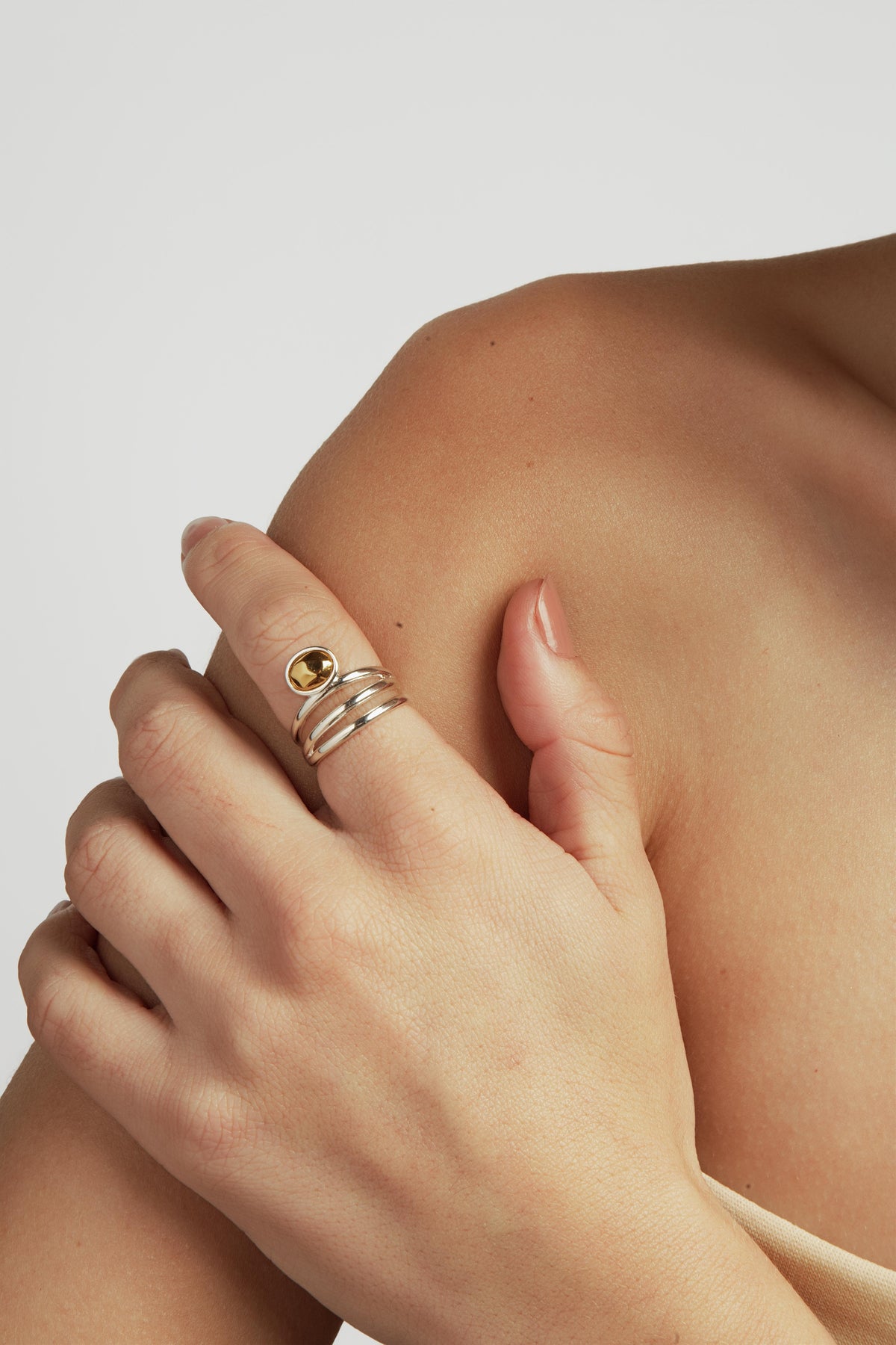 Anel Esfera Verso Prata