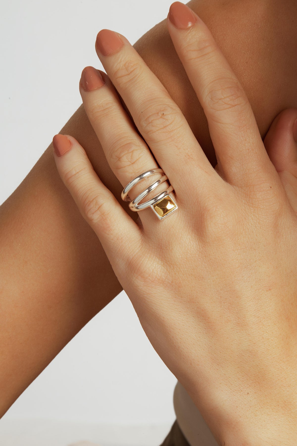 Anel Geométrico Verso Prata