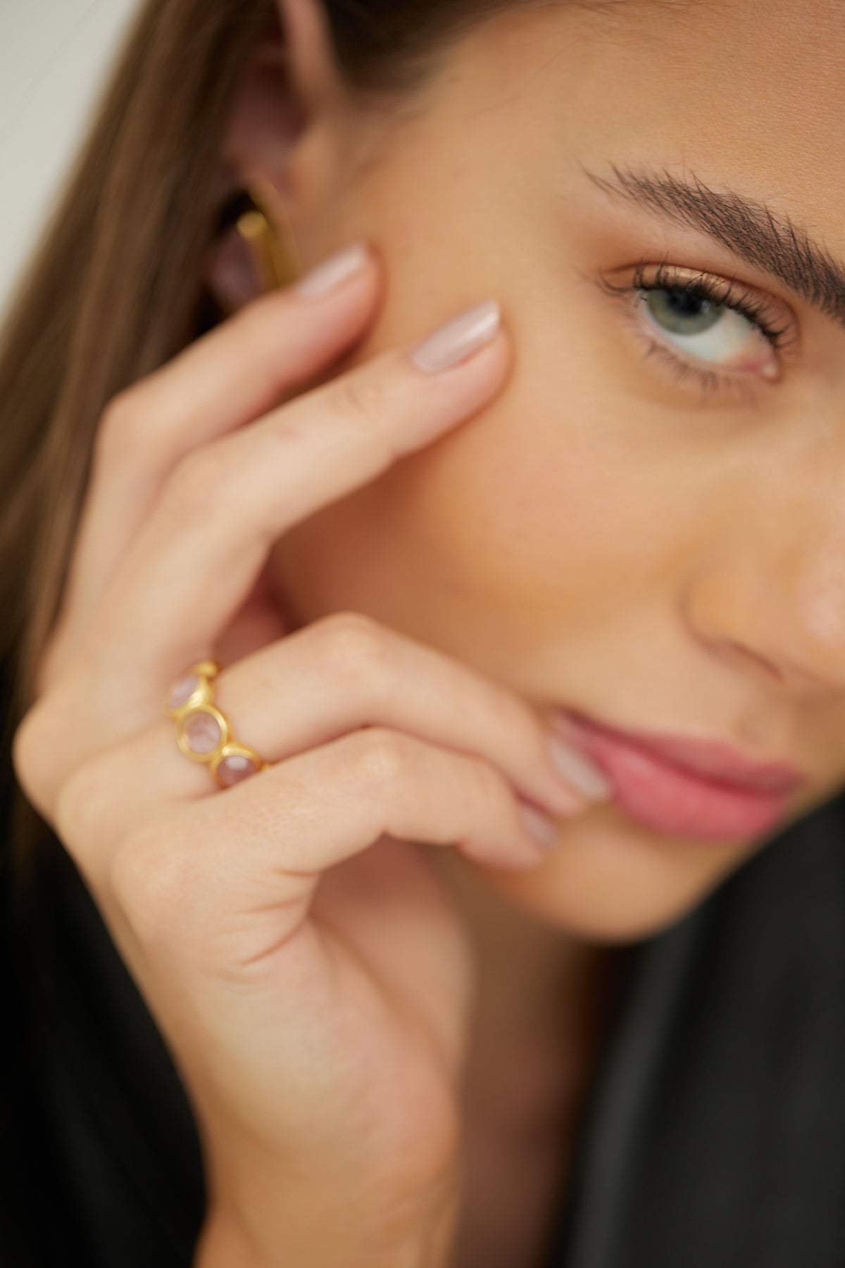 Anel Energia Bolinha Quartzo Rosa