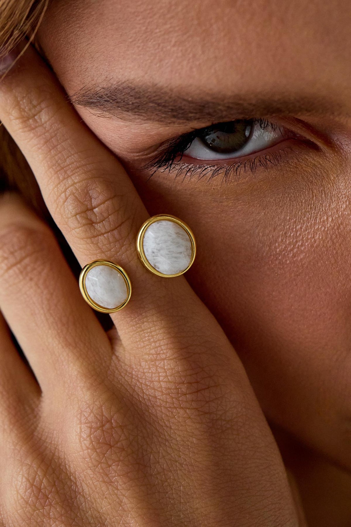 Anel Ressignificar Duplo Com Feldspato Nude