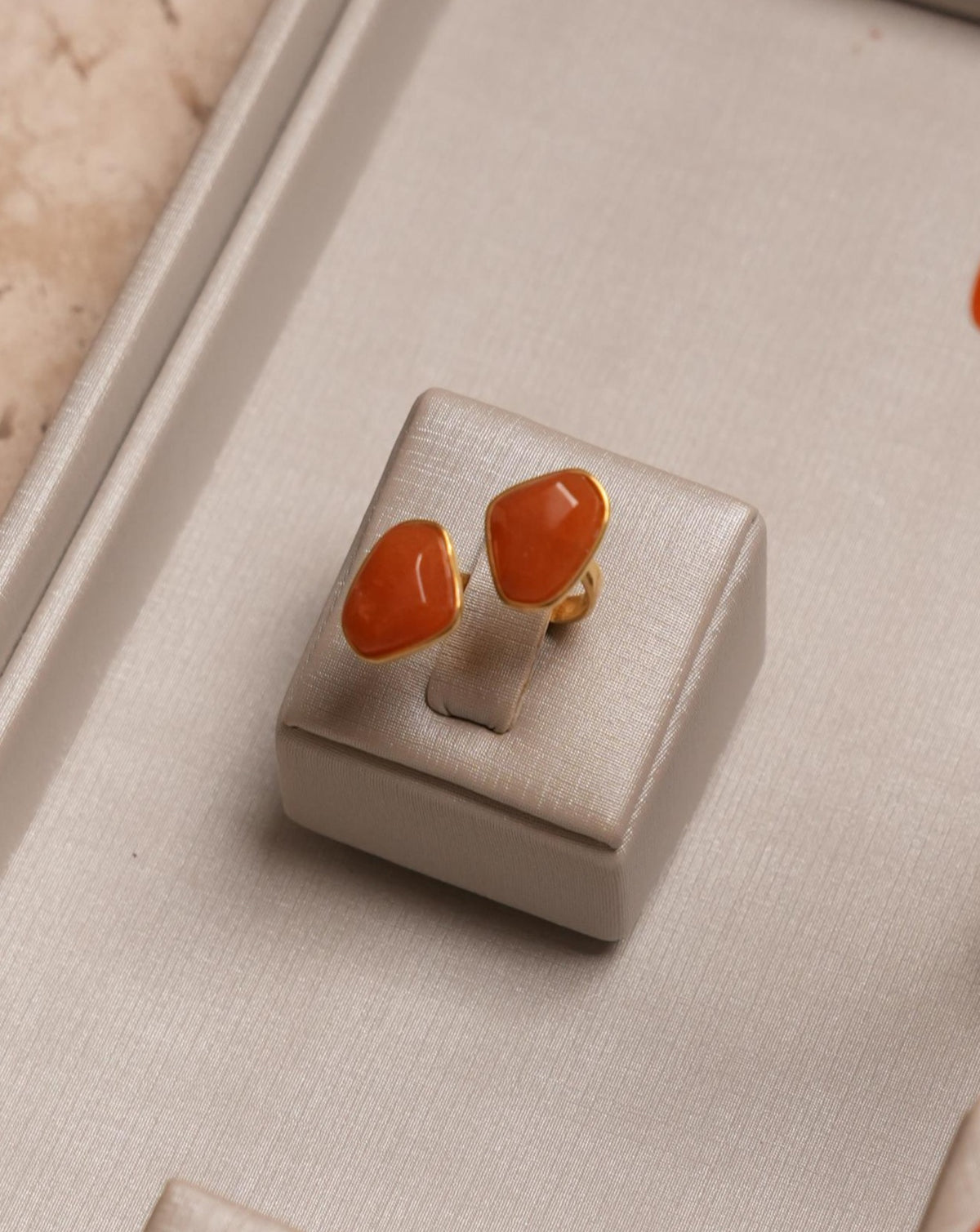 Anel Energia Duplo Calcita Laranja