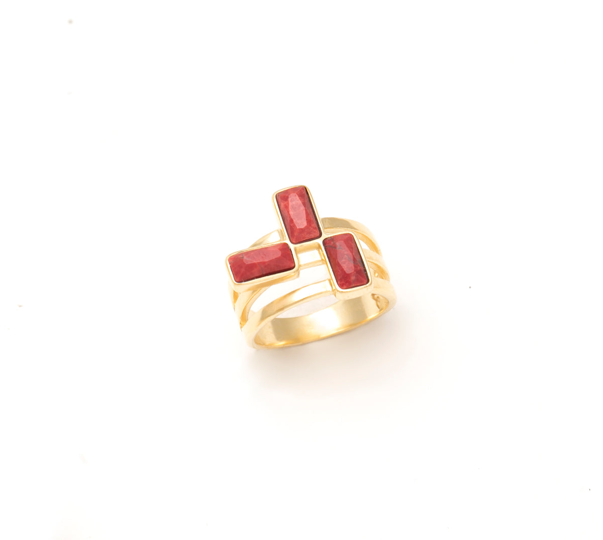 Anel Cores da Alma Howlita Vermelha