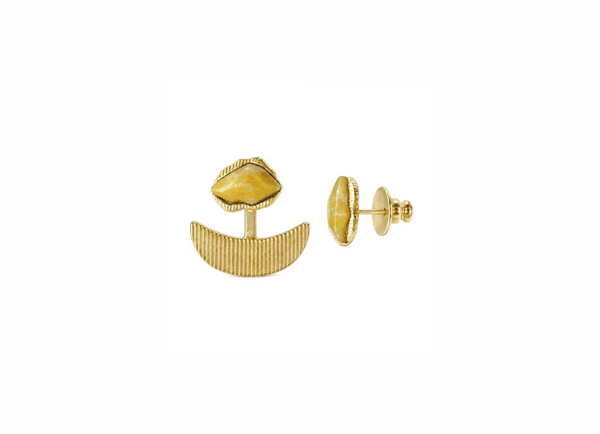 Brinco Ear Jacket Prisma Feldspato Amarelo