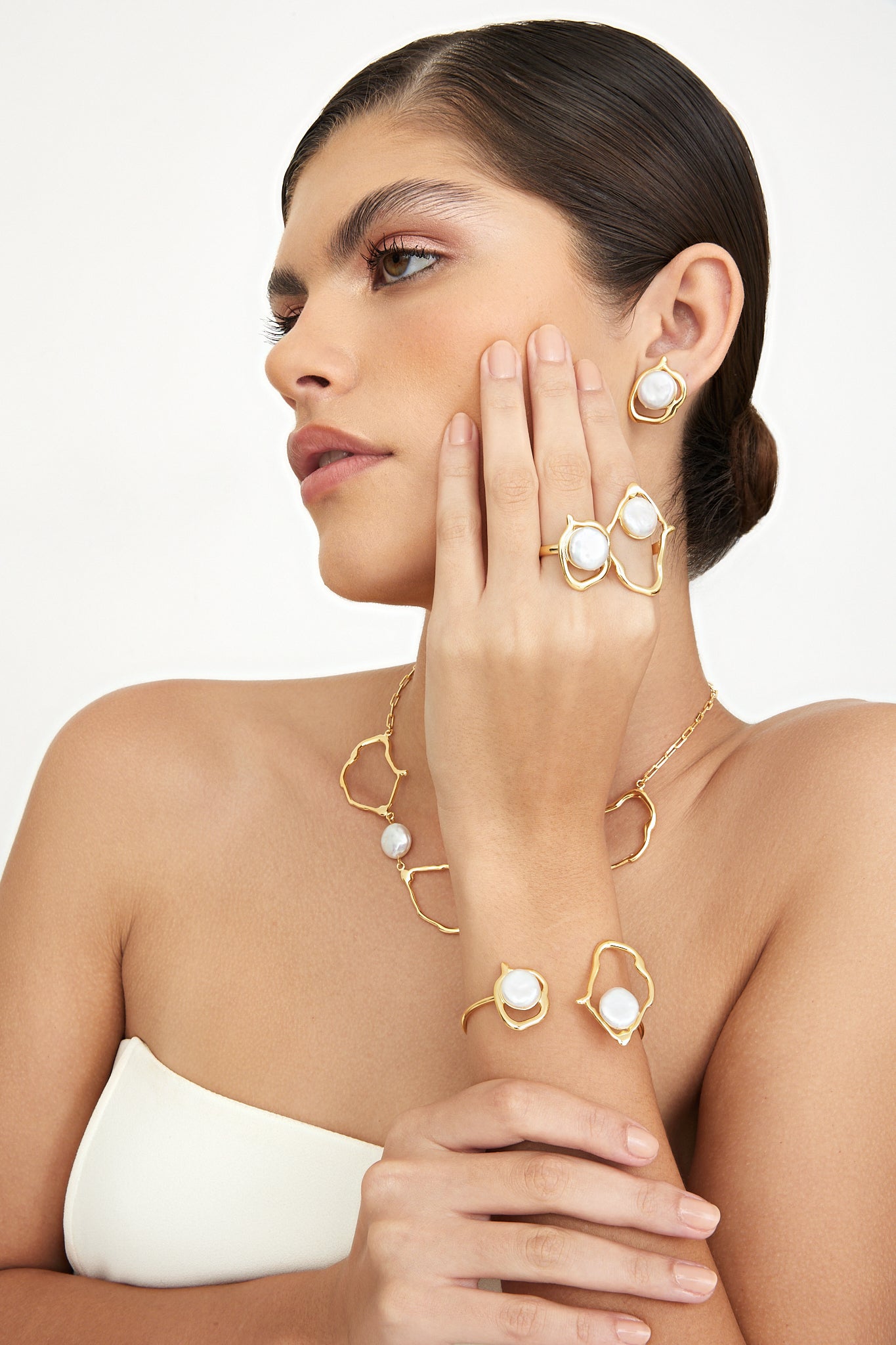 Bracelete PF orgânico com Pérola duplo