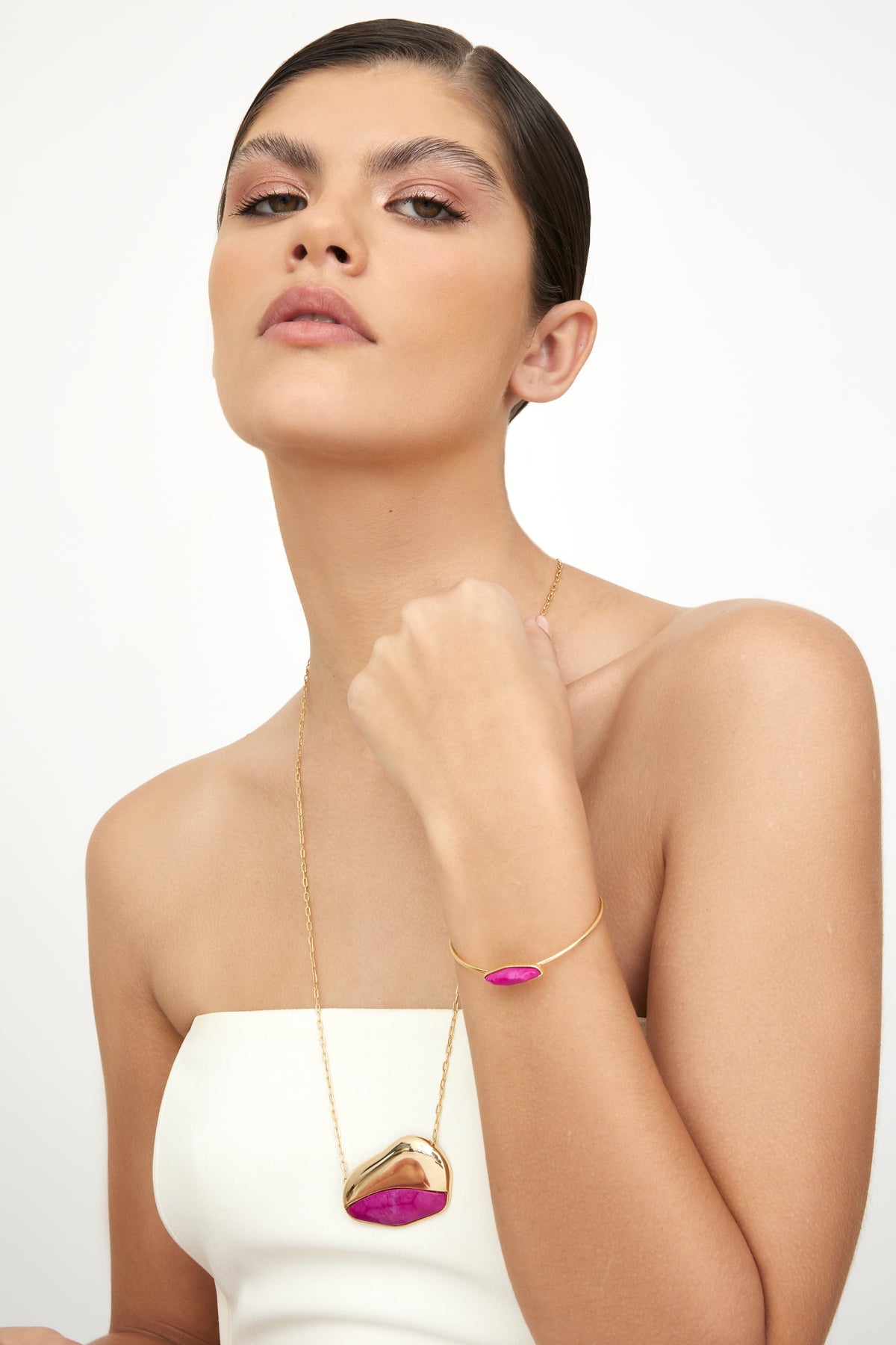 Colar Dual Longo Maxi 2 Em 1 Howlita Pink