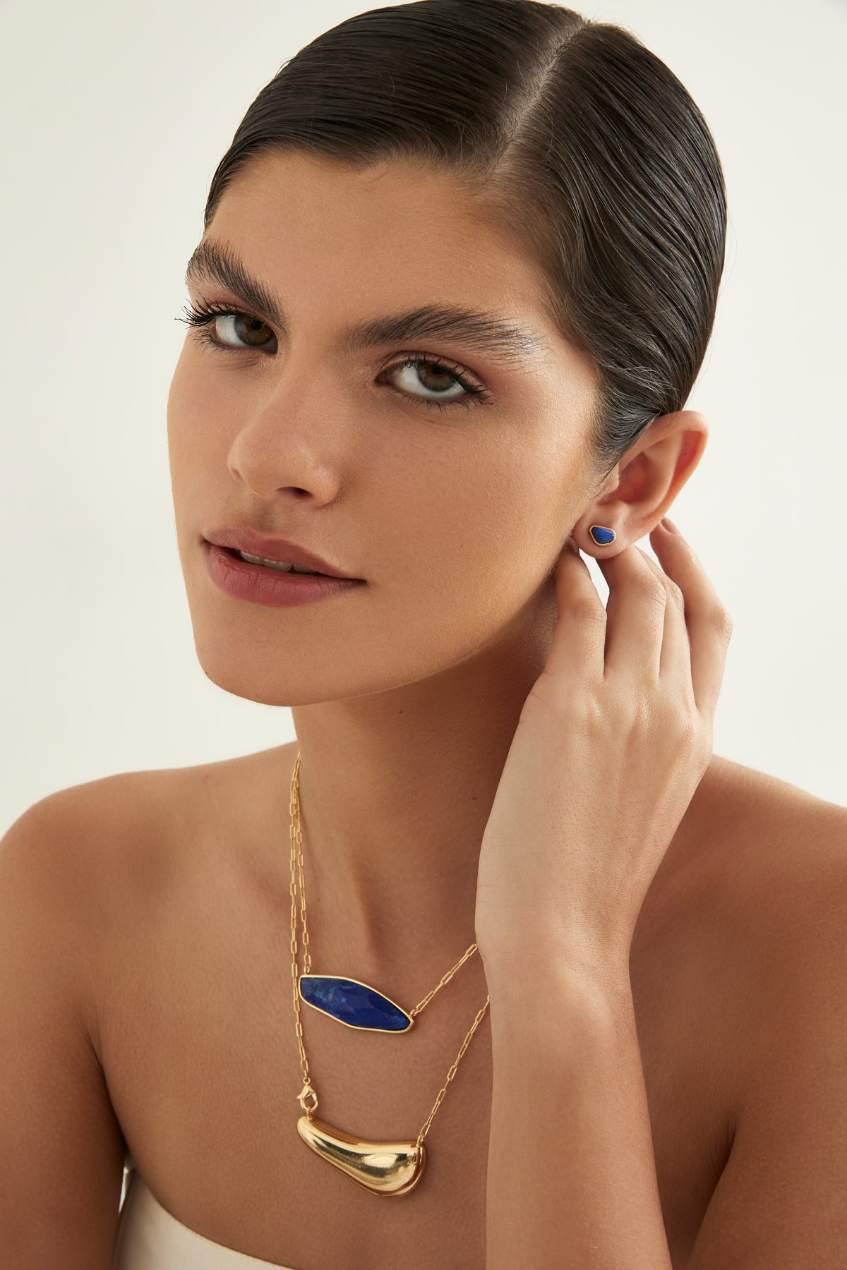 Colar Dual Maxi Escapulário Com Howlita Azul