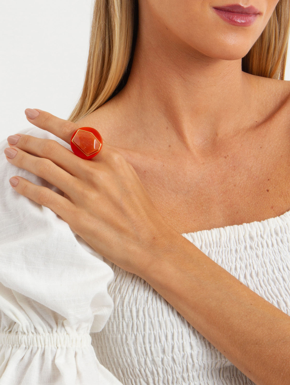 Anel Intensidade Acetato Laranja com Calcita Laranja