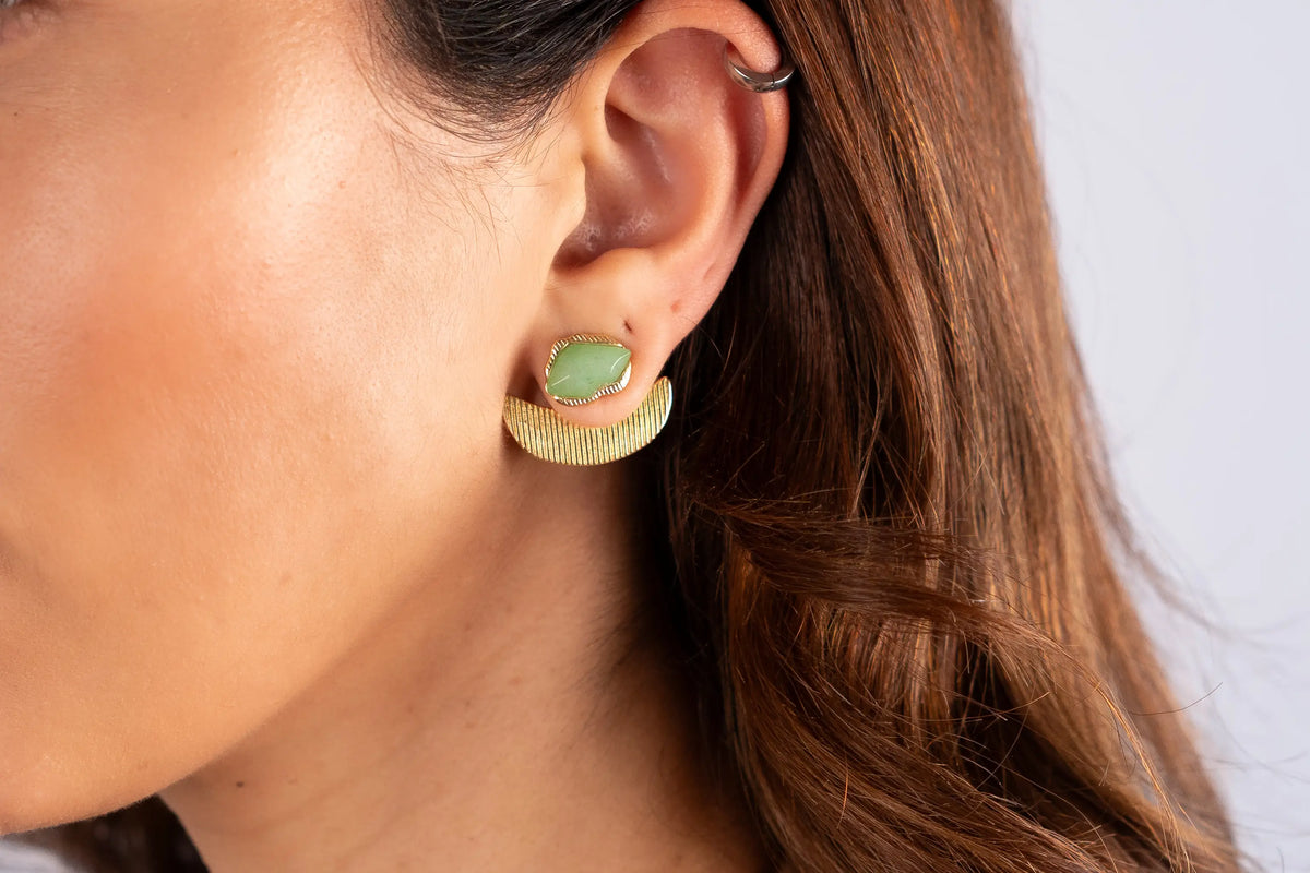 Brinco Ear Jacket Prisma Quartzo Verde