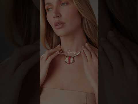 Gargantilha 2 em 1 Vieira Feldspato Vermelho Orla