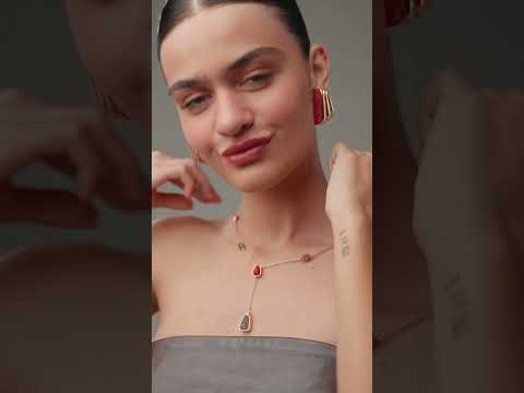 Colar Gravatinha Orla Feldspato Vermelho e Drusa Titânio