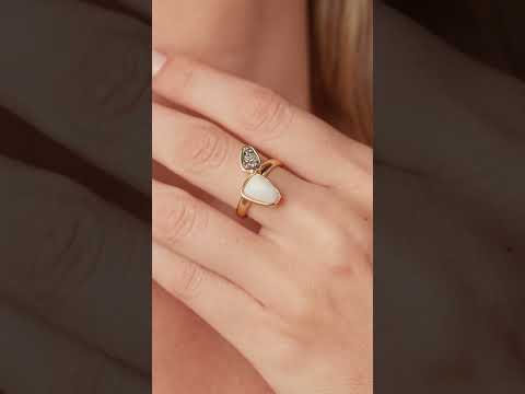 Anel Orla Ajustável Feldspato Nude e Drusa Titânio