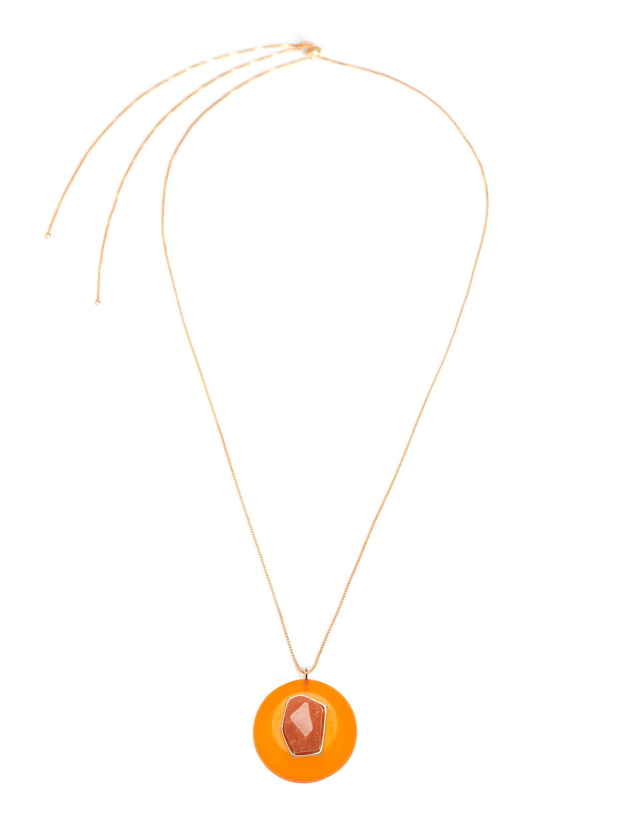 Colar Intensidade com Pingente de Acetato Laranja e Calcita Laranja