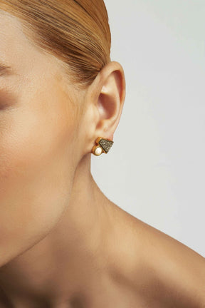 Brinco Para Sempre Em Mim - Dois Em Um Com Madrepérola e Drusa