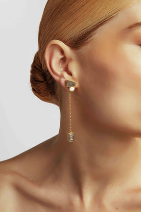 Brinco Para Sempre Em Mim - Dois Em Um Com Madrepérola e Drusa