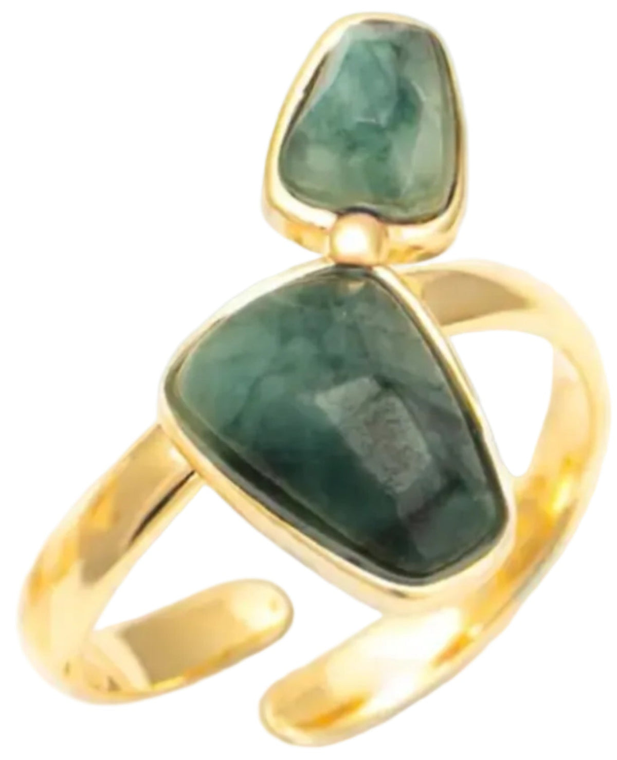 Anel Orla Esmeralda Bruta Ajustável