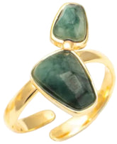 Anel Orla Esmeralda Bruta Ajustável